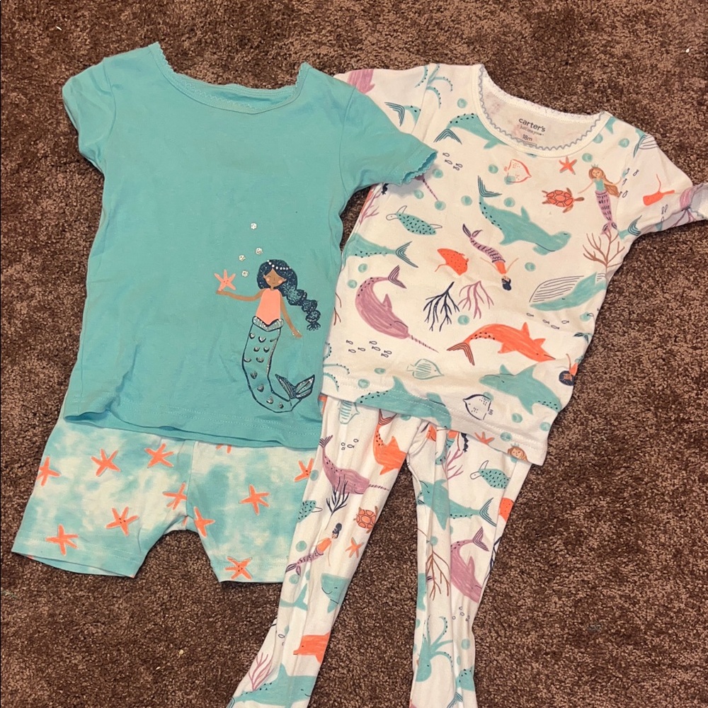Carter's Sea Life Print Pajama Set - White and Teal